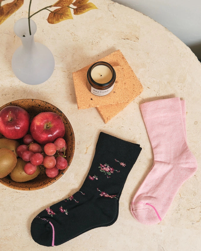 Bouquet Floral Comfort Top Diabetic Cushioned Socks 2 Pack