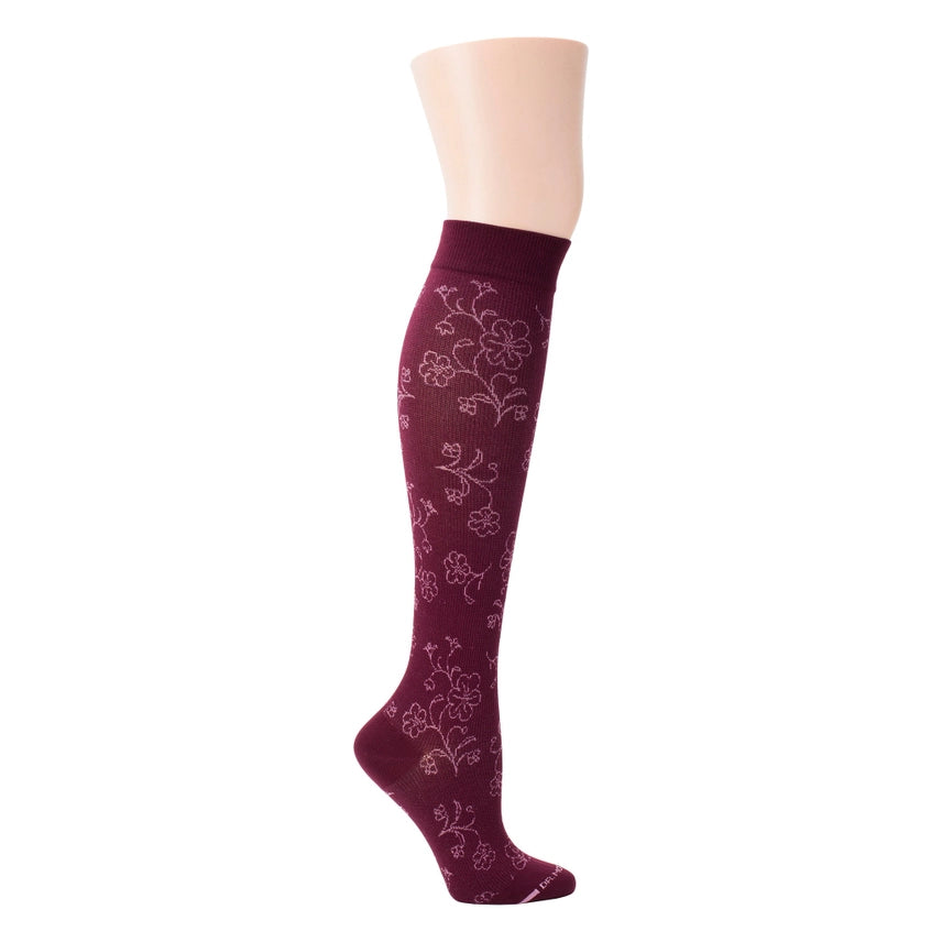 merlot floral compression socks