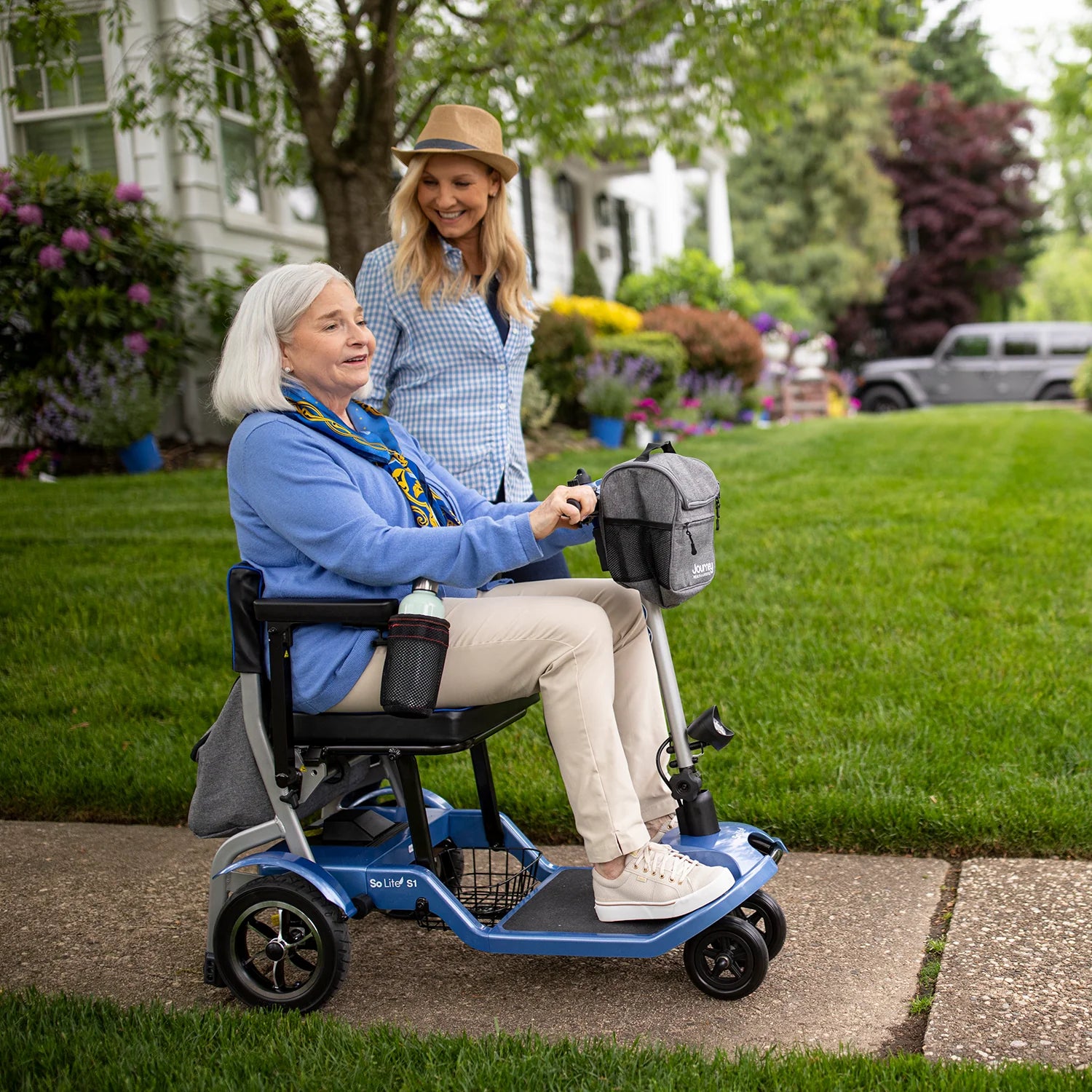 blue so lite mobility scooter in use