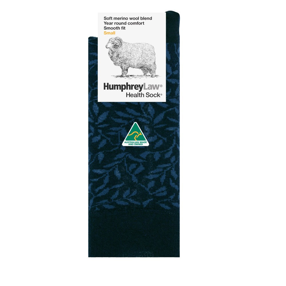 Navy and denim leaves Humphrey law health socks