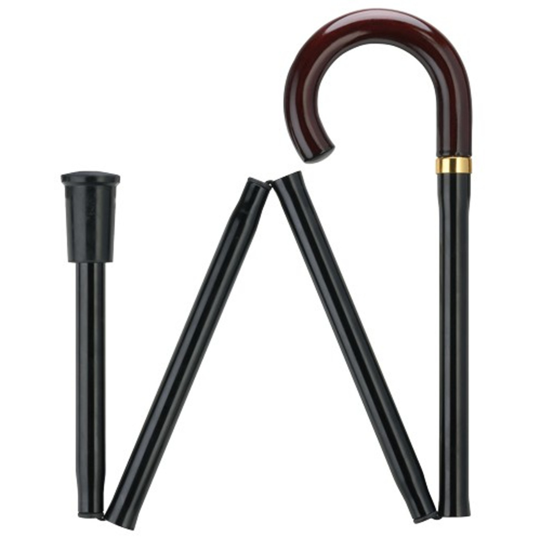 Adjustable Height Folding Walking Cane with a Round Crook Handle