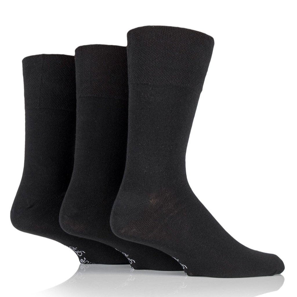 3 pairs of men's diabetic non binding socks in black