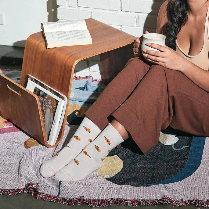 woman wearing sunflower comfort top socks