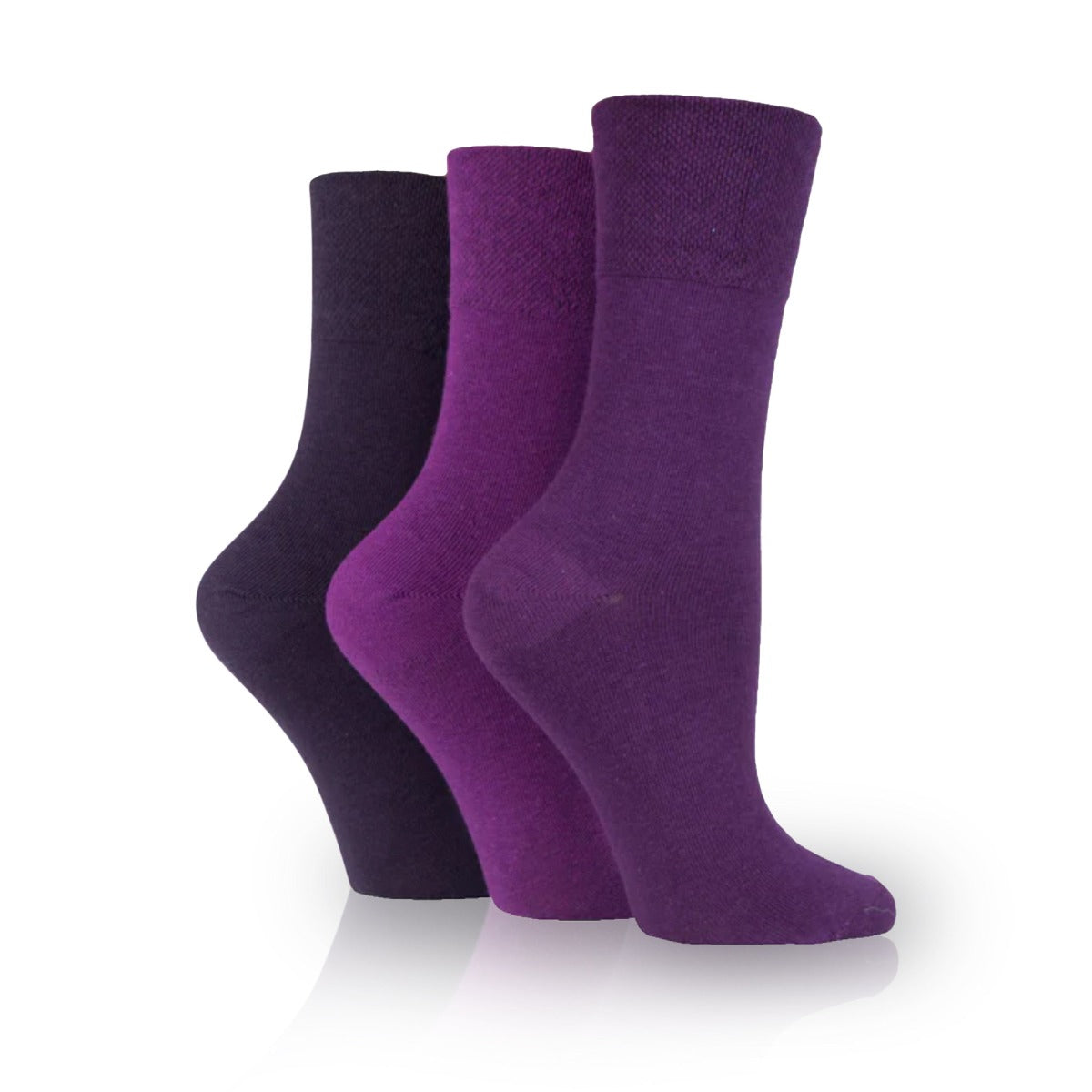 women's non binding socks in purples