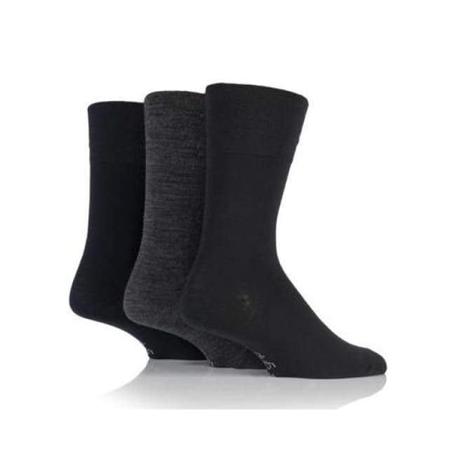 Non Binding Bamboo Socks For Men Or Women In Charcoal Navy & Black - Charcoal Navy & Black - Diabetic Socks