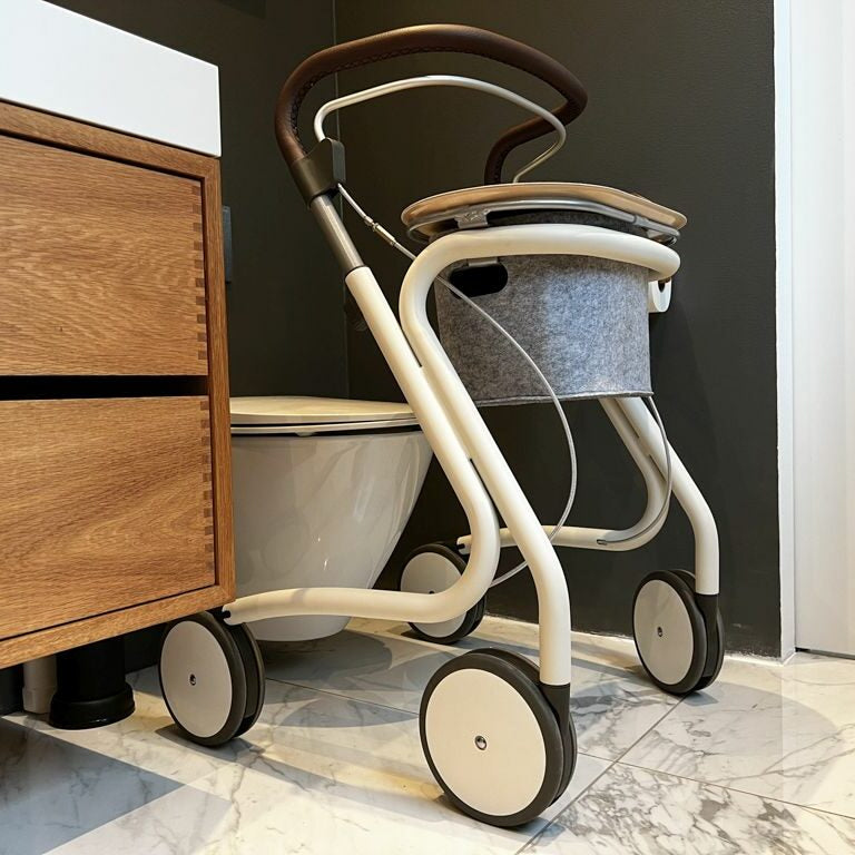 Scandinavian butler indoor walker in bathroom