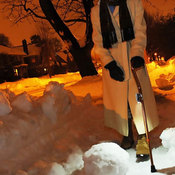 cane light in the snow