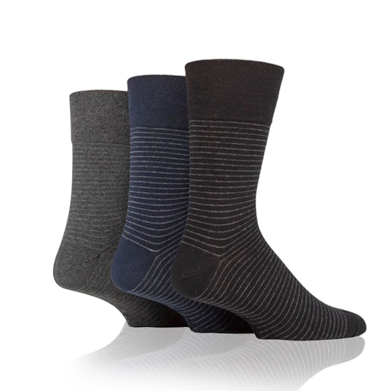 Men's non binding socks in fine stripe