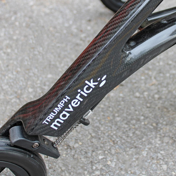 Maverick Carbon Fiber Black Rollator Walker frame close up