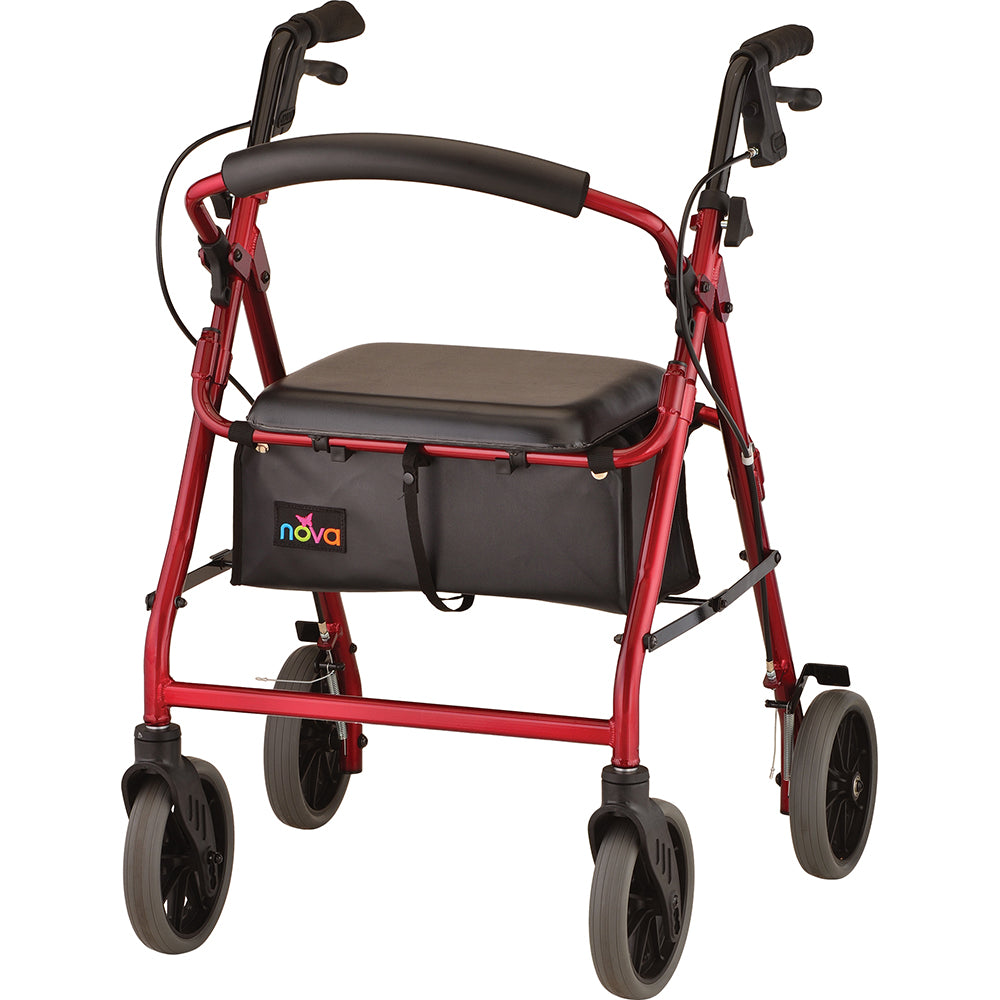 Nova zoom rollator walker in red