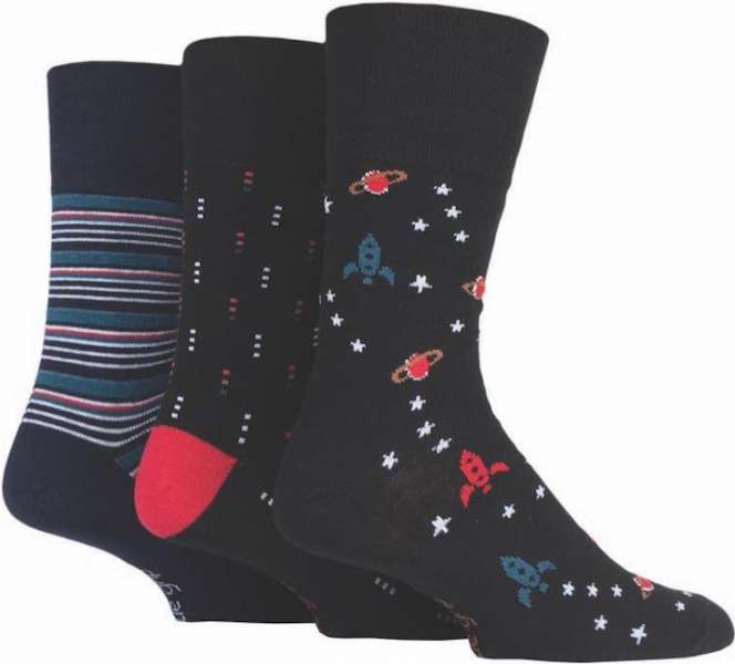 Limited Edition!! 3 Pairs Non Binding Socks for Men in Space Prints