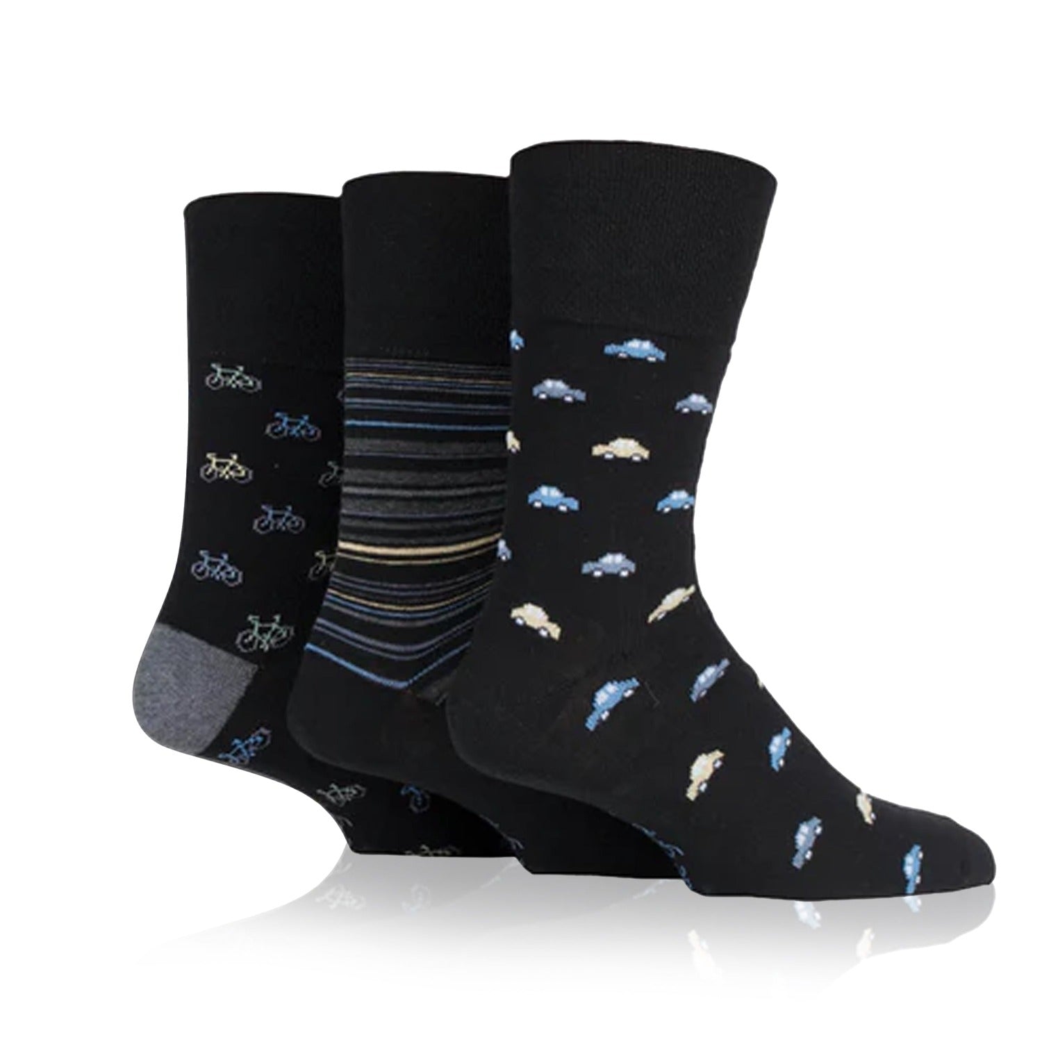 diabetic men's socks in transport print