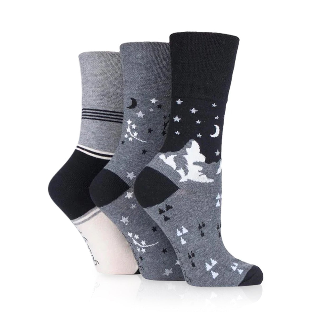 non binding socks for women in moon and stars