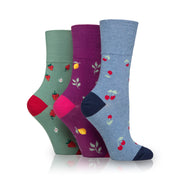 3 pack of cute non binding socks for women with fruit prints
