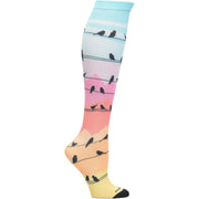 colorful birds on a wire compression socks