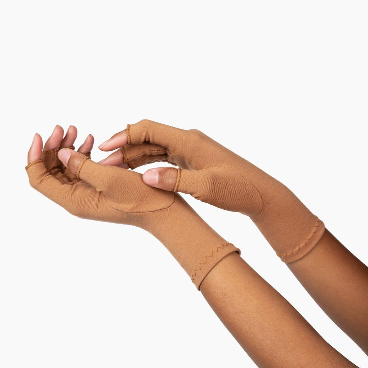 cinnamon brown cotton compression gloves