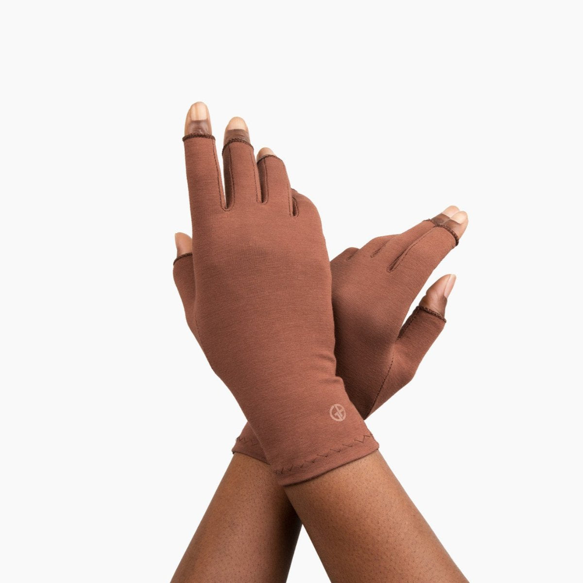 cocoa brown cotton compression gloves