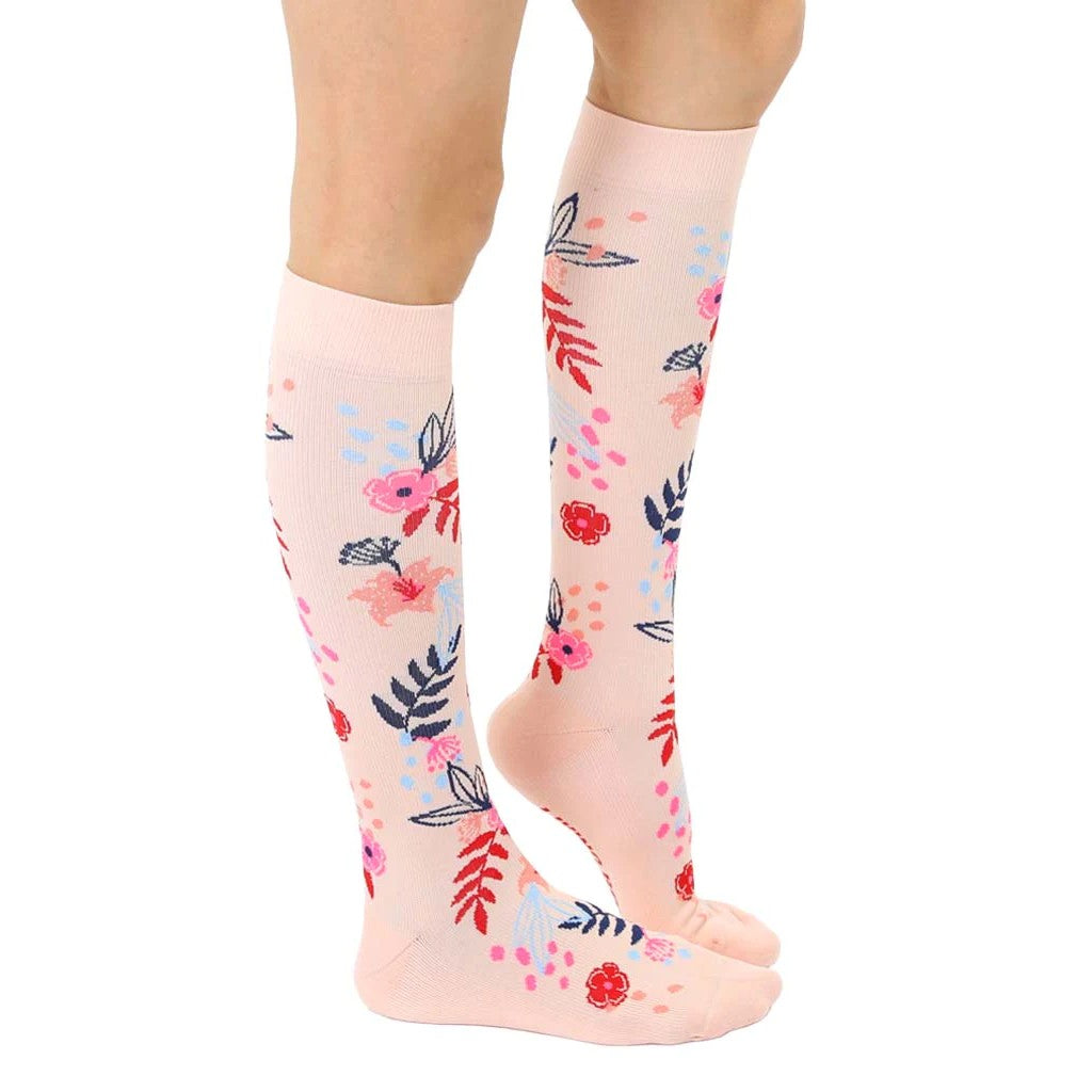 pretty compression socks with flowers