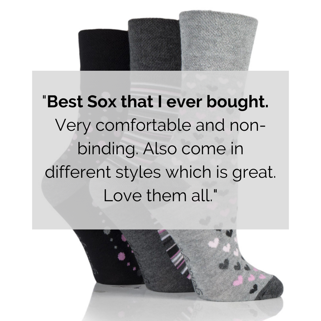 positive review of grey bamboo non binding socks