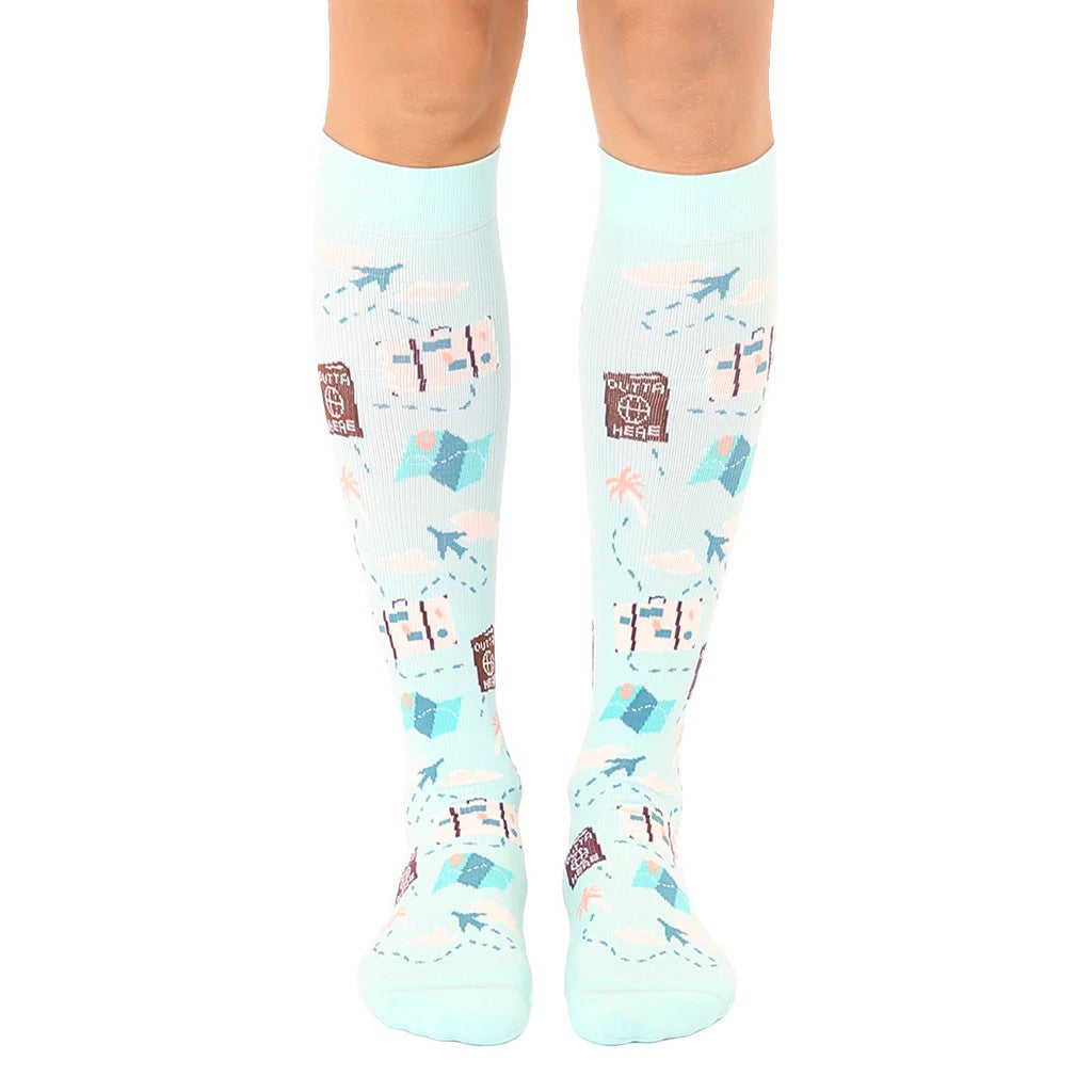 travel print compression socks
