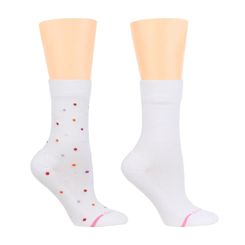 White Multidots Comfort Top Diabetic Cushioned Socks 2 Pack (Copy)