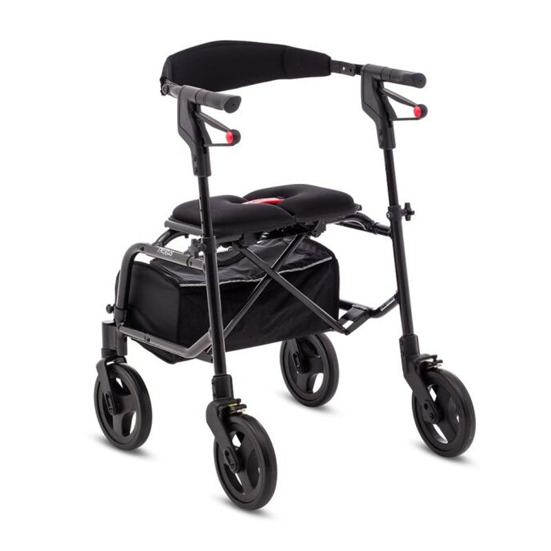 Nexus 3 Rollator Walker Human Care Black Folding Walker with a Seat
