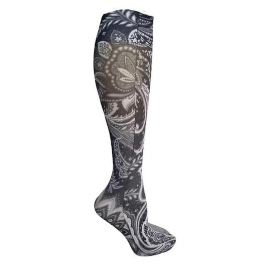 Lightweight Patterned Compression Socks in Black Calypso in Regular & Plus Size - Compression Socks