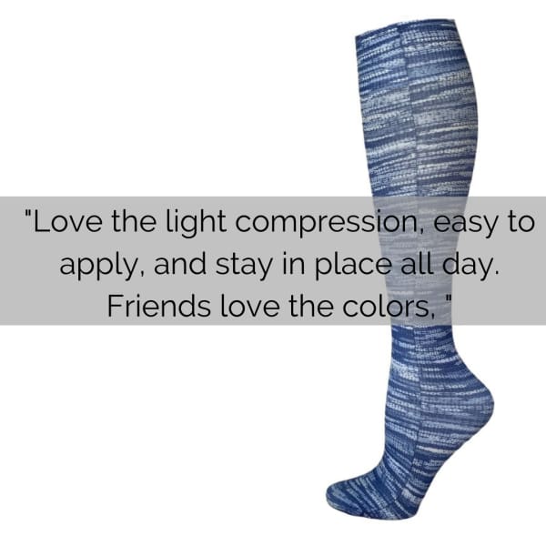 Lightweight Patterned Compression Socks in Denim Stripe in Regular & Plus Size - Compression Socks
