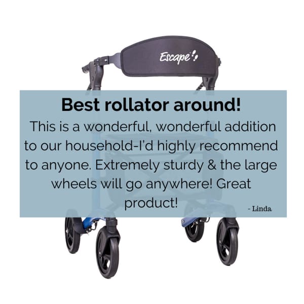 Escape Folding Rollator Walker with Wheels & Seat Red, Grey, Blue