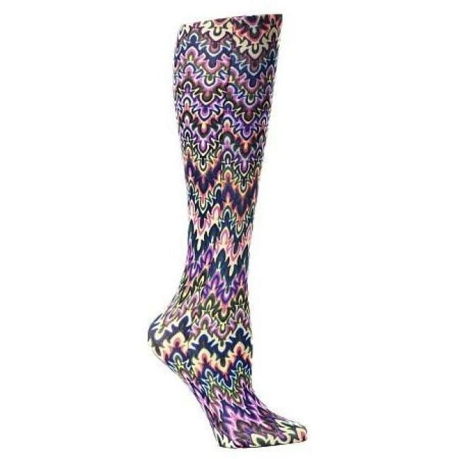 Lightweight Patterned Compression Socks In Blue Fleur - 8-15 Mmhg / Blue Fleur - Compression Socks