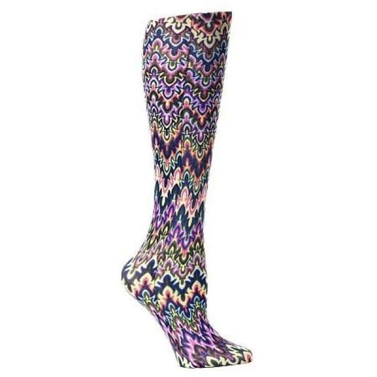 Lightweight Patterned Compression Socks In Blue Fleur - 8-15 Mmhg / Blue Fleur - Compression Socks