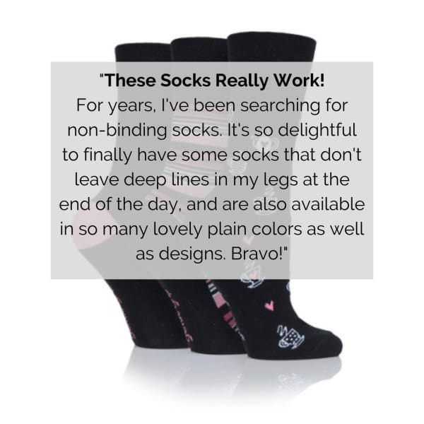 Non Binding Socks for Women in Afternoon Tea Print | Diabetic Socks
