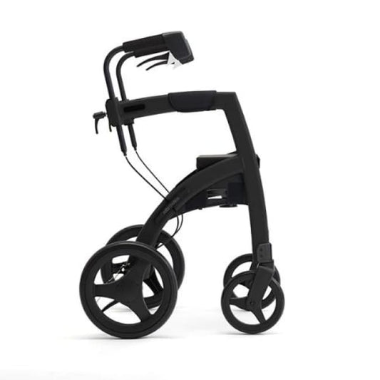 The New Rollz Motion 2 - Rollator Walker And Transport Chair In One - Regular / Matte Black - Rollator