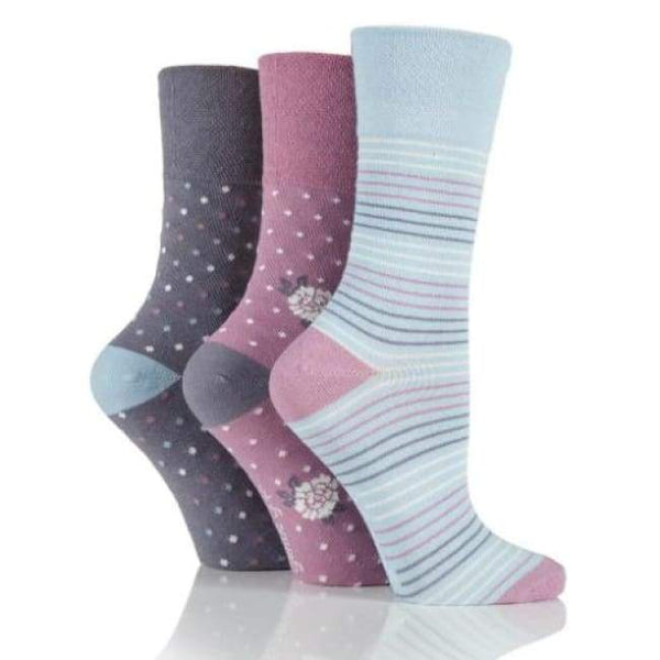 6 Pairs Ladies Gentle Grip Cotton Socks - Floral Memoir