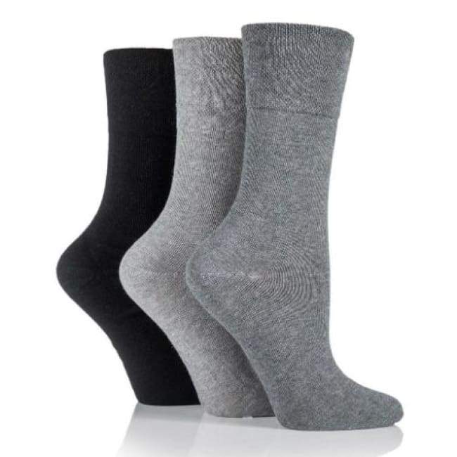 Non Binding Socks For Women In Grey Charcoal & Black - Grey Charcoal & Black - Diabetic Socks